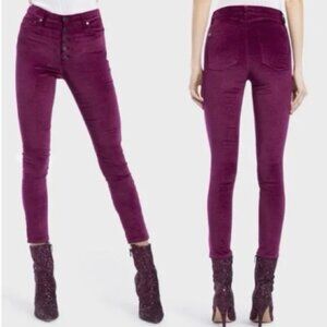 Alice + Olivia Velvet High Rise Skinny Jeans 5 Button 29